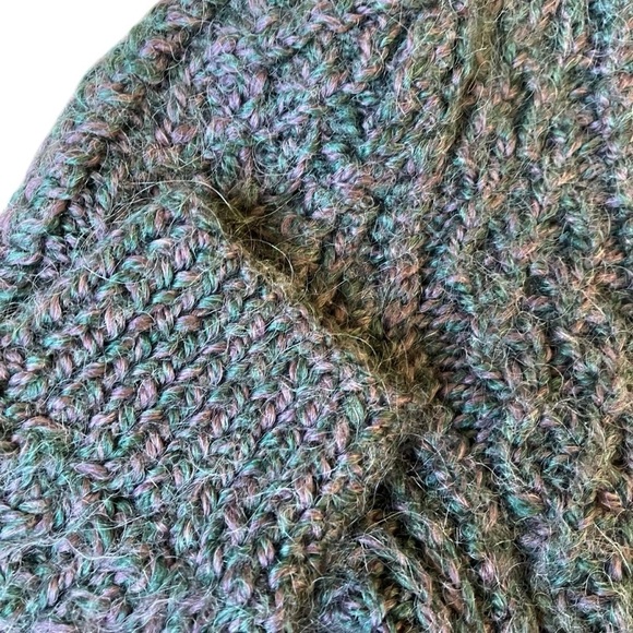 Vintage Mohair Blend Hand Knit Cardigan Sweater Fisherman Cable Knit Cozy Sz S - Picture 11 of 16